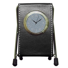 Grey Diamond Plate Metal Texture Pen Holder Desk Clock by SpinnyChairDesigns