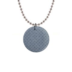 Grey Diamond Plate Metal Texture 1  Button Necklace by SpinnyChairDesigns