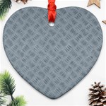 Grey Diamond Plate Metal Texture Heart Ornament (Two Sides) Front