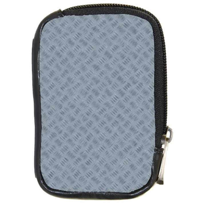 Grey Diamond Plate Metal Texture Compact Camera Leather Case