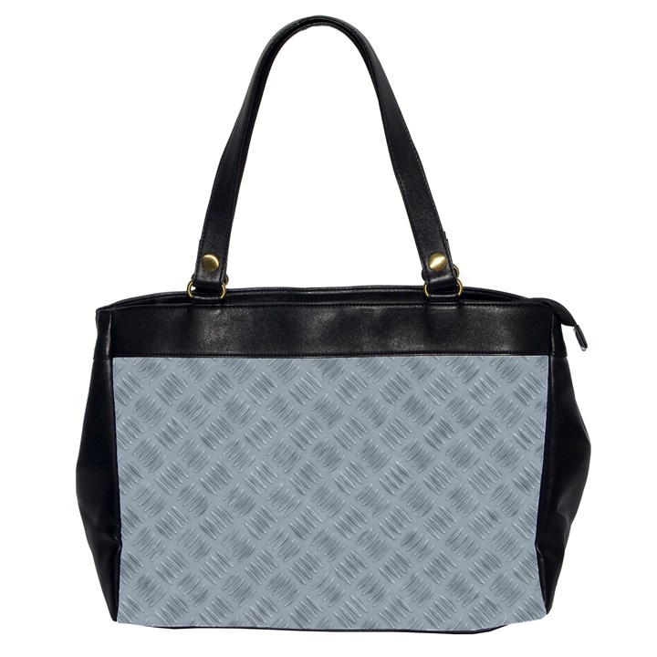 Grey Diamond Plate Metal Texture Oversize Office Handbag (2 Sides)