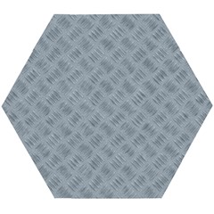 Grey Diamond Plate Metal Texture Wooden Puzzle Hexagon by SpinnyChairDesigns