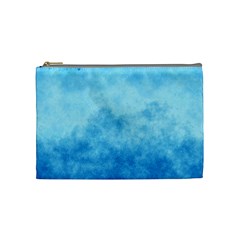 Abstract Sky Blue Texture Cosmetic Bag (medium) by SpinnyChairDesigns