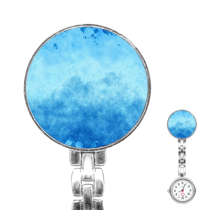 Abstract Sky Blue Texture Stainless Steel Nurses Watch