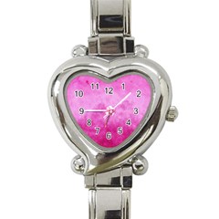 Abstract Pink Grunge Texture Heart Italian Charm Watch by SpinnyChairDesigns