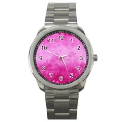 Abstract Pink Grunge Texture Sport Metal Watch by SpinnyChairDesigns