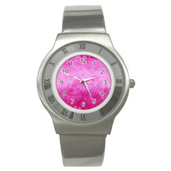 Abstract Pink Grunge Texture Stainless Steel Watch by SpinnyChairDesigns