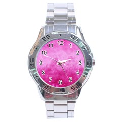 Abstract Pink Grunge Texture Stainless Steel Analogue Watch by SpinnyChairDesigns