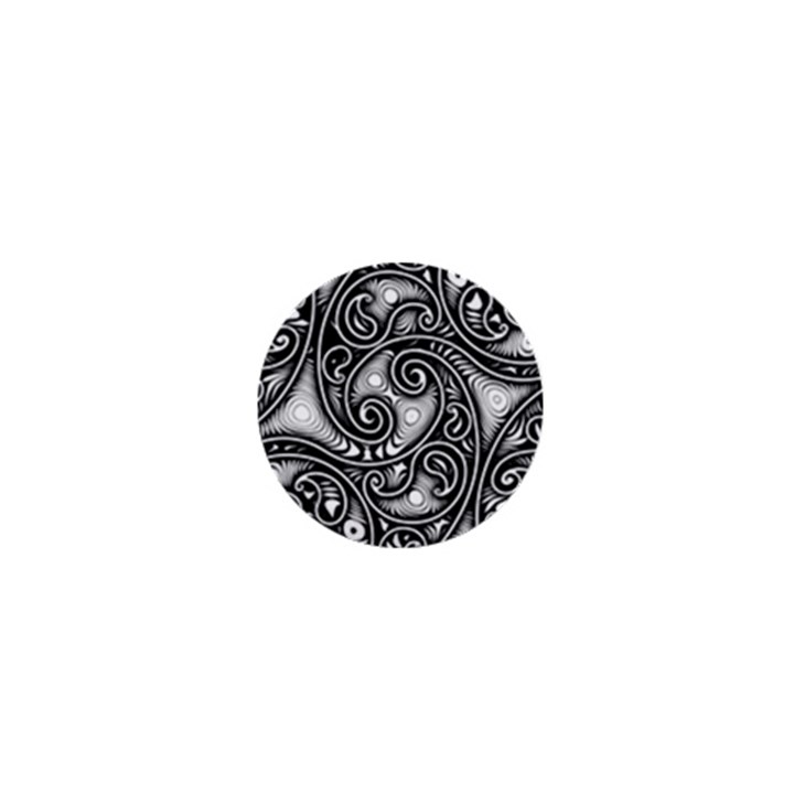 Abstract Paisley Black and White 1  Mini Buttons