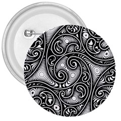 Abstract Paisley Black And White 3  Buttons by SpinnyChairDesigns