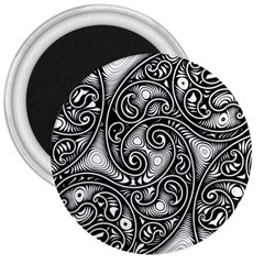 Abstract Paisley Black And White 3  Magnets by SpinnyChairDesigns