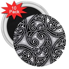 Abstract Paisley Black And White 3  Magnets (10 Pack)  by SpinnyChairDesigns