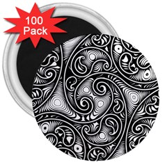 Abstract Paisley Black And White 3  Magnets (100 Pack) by SpinnyChairDesigns