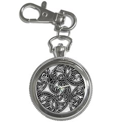 Abstract Paisley Black And White Key Chain Watches by SpinnyChairDesigns