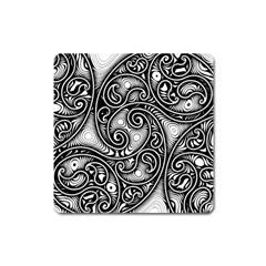 Abstract Paisley Black And White Square Magnet by SpinnyChairDesigns