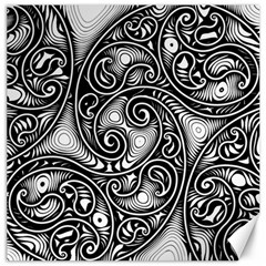 Abstract Paisley Black And White Canvas 12  X 12  by SpinnyChairDesigns