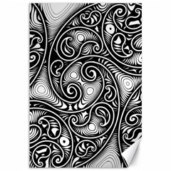 Abstract Paisley Black And White Canvas 12  X 18  by SpinnyChairDesigns