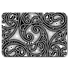 Abstract Paisley Black And White Large Doormat  by SpinnyChairDesigns