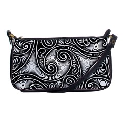 Abstract Paisley Black And White Shoulder Clutch Bag by SpinnyChairDesigns