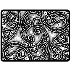 Abstract Paisley Black And White Fleece Blanket (large)  by SpinnyChairDesigns