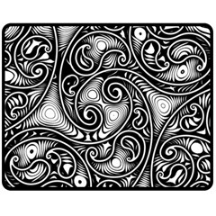 Abstract Paisley Black And White Fleece Blanket (medium)  by SpinnyChairDesigns