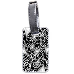 Abstract Paisley Black And White Luggage Tag (two Sides) by SpinnyChairDesigns