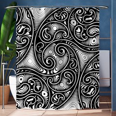 Abstract Paisley Black And White Shower Curtain 60  X 72  (medium)  by SpinnyChairDesigns