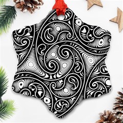 Abstract Paisley Black And White Snowflake Ornament (two Sides) by SpinnyChairDesigns