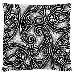 Abstract Paisley Black And White Large Cushion Case (two Sides) by SpinnyChairDesigns