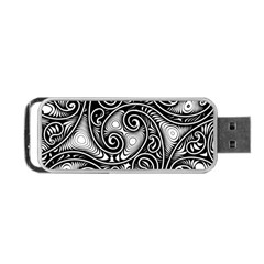 Abstract Paisley Black And White Portable Usb Flash (one Side) by SpinnyChairDesigns