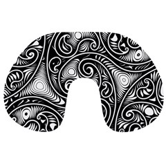 Abstract Paisley Black And White Travel Neck Pillow by SpinnyChairDesigns