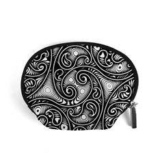 Abstract Paisley Black And White Accessory Pouch (small) by SpinnyChairDesigns