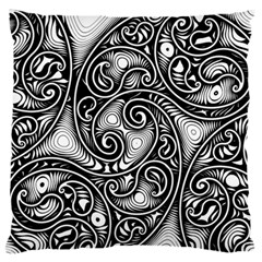 Abstract Paisley Black And White Large Flano Cushion Case (two Sides) by SpinnyChairDesigns