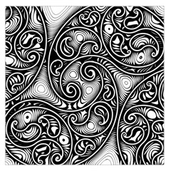 Abstract Paisley Black And White Large Satin Scarf (square) by SpinnyChairDesigns