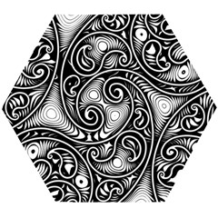 Abstract Paisley Black And White Wooden Puzzle Hexagon by SpinnyChairDesigns