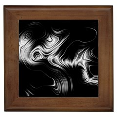 Black And White Abstract Swirls Framed Tile by SpinnyChairDesigns