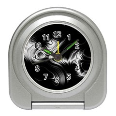 Black And White Abstract Swirls Travel Alarm Clock