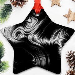 Black And White Abstract Swirls Star Ornament (two Sides) by SpinnyChairDesigns