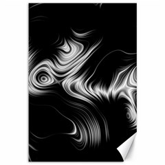 Black And White Abstract Swirls Canvas 12  X 18  by SpinnyChairDesigns