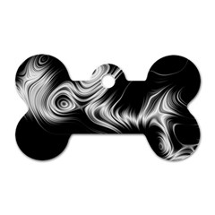 Black And White Abstract Swirls Dog Tag Bone (two Sides) by SpinnyChairDesigns