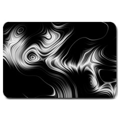 Black And White Abstract Swirls Large Doormat  by SpinnyChairDesigns