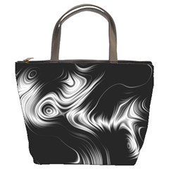 Black And White Abstract Swirls Bucket Bag by SpinnyChairDesigns