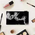 Black and White Abstract Swirls Cosmetic Bag (Small) Back