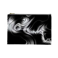 Black And White Abstract Swirls Cosmetic Bag (large) by SpinnyChairDesigns