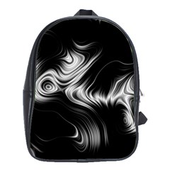 Black And White Abstract Swirls School Bag (large) by SpinnyChairDesigns