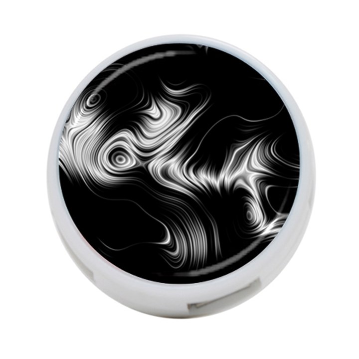 Black and White Abstract Swirls 4-Port USB Hub (One Side)