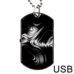 Black And White Abstract Swirls Dog Tag Usb Flash (one Side) by SpinnyChairDesigns