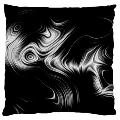 Black And White Abstract Swirls Large Cushion Case (two Sides) by SpinnyChairDesigns