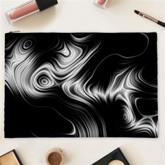 Black And White Abstract Swirls Cosmetic Bag (xxl) by SpinnyChairDesigns