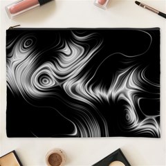 Black And White Abstract Swirls Cosmetic Bag (xxxl) by SpinnyChairDesigns